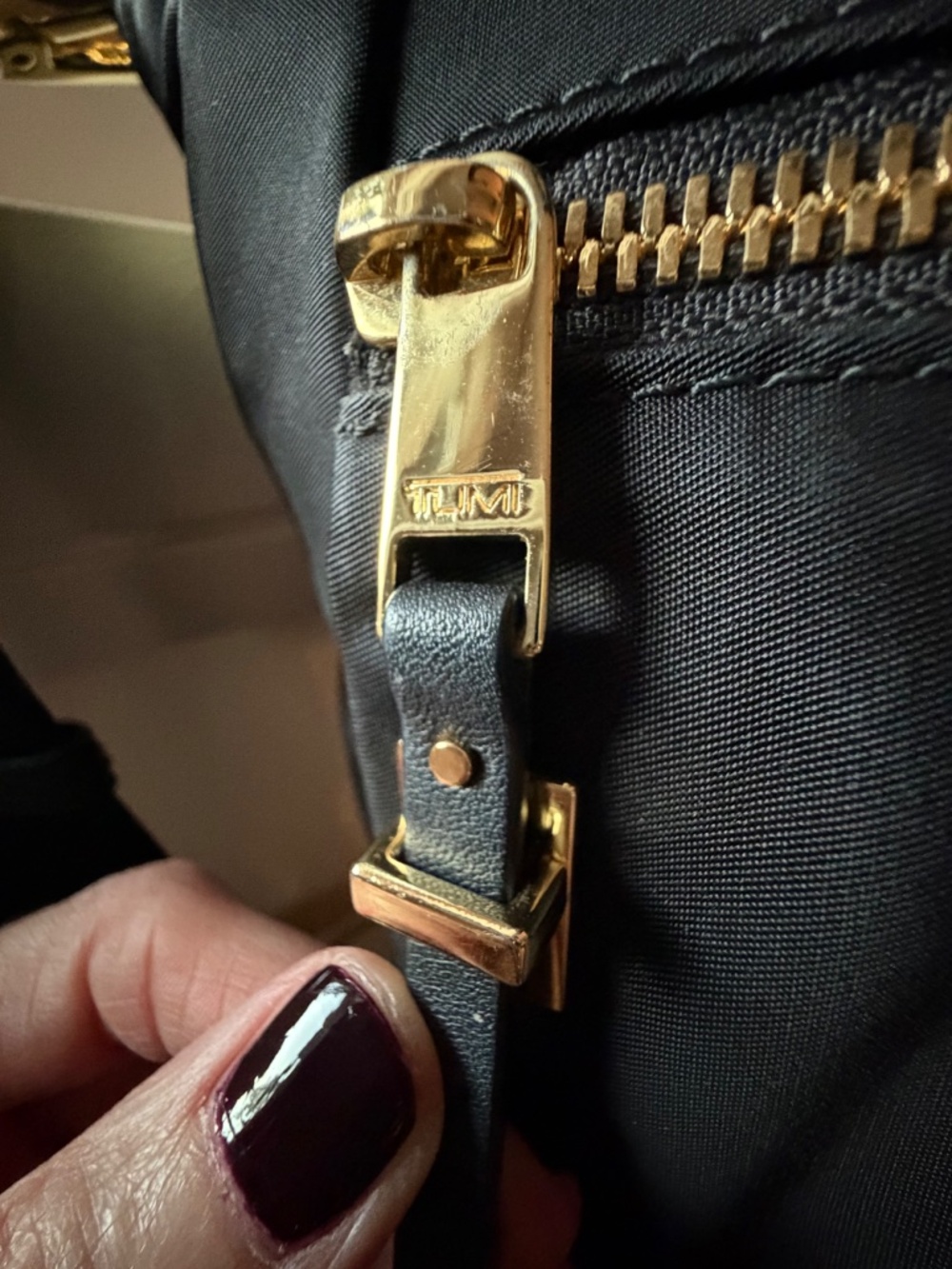 TUMI Black Nylon Tote / Crossbody Bag (Retired Voyager Model) – Gold Hardware - Picture 5 of 12